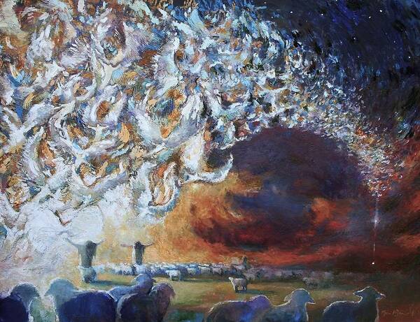 Christmas Art Print featuring the painting Seeing Shepherds by Daniel Bonnell