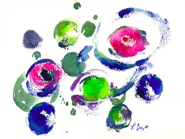 Circles Watercolor Painting Art Print featuring the painting Seeing Through Circles by Frank Bright
