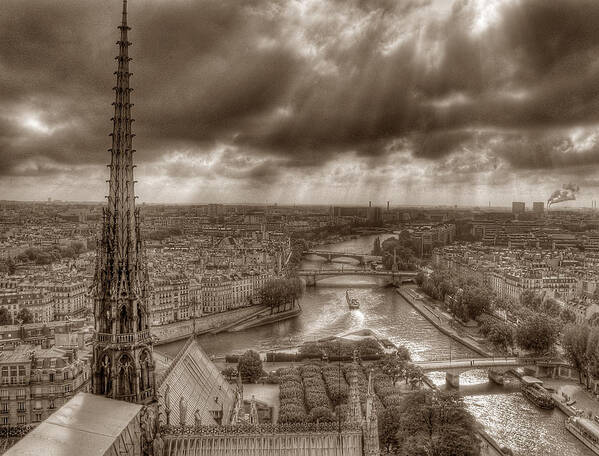 Seine Paris Notre Dame Art Print featuring the photograph Seine from Notre Dame by Michael Kirk