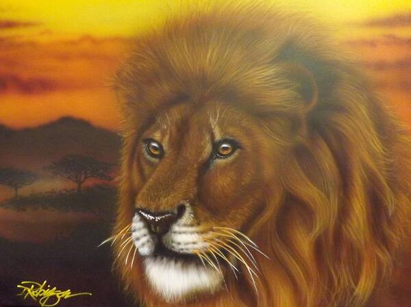 Serengeti Art Print featuring the painting Serengeti King by Darren Robinson