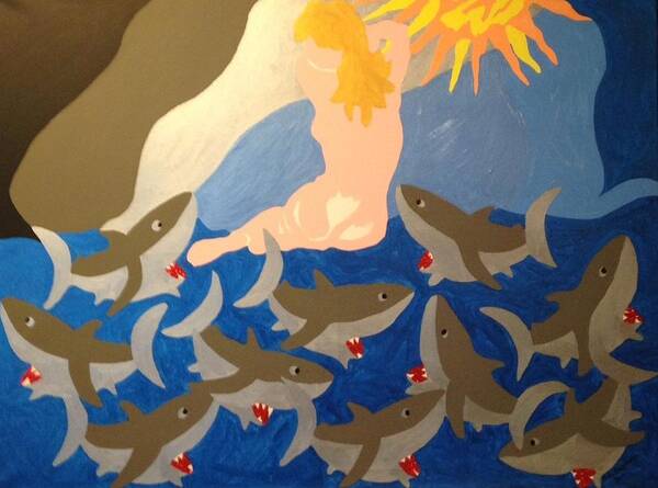 Predators Art Print featuring the painting Sharks by Erika Jean Chamberlin
