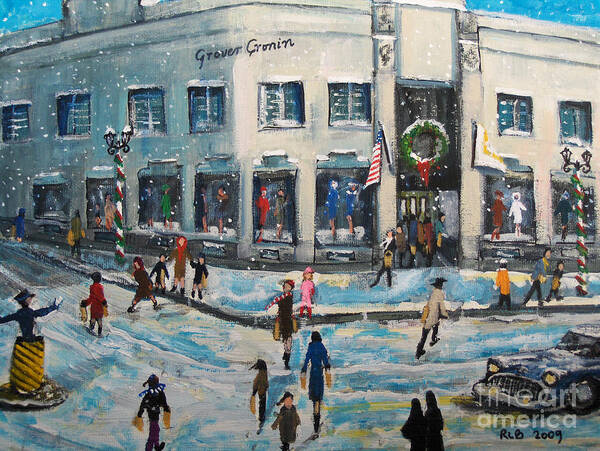 Grover Cronin Art Print featuring the painting Shopping at Grover Cronin by Rita Brown