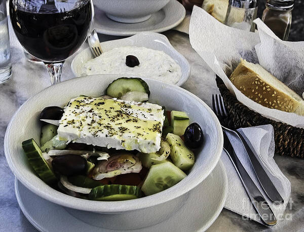 Greece Art Print featuring the photograph Simple Greek Salad by Phil Cardamone