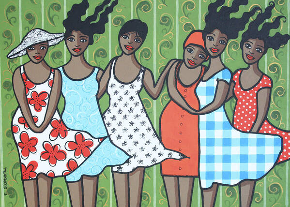 Sisters Art Print featuring the painting Sisters by Trudie Canwood