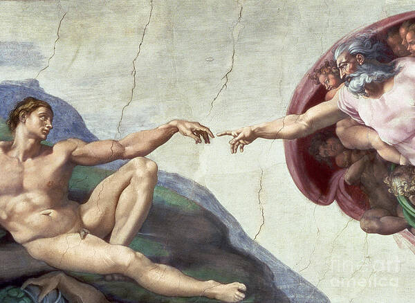 Renaissance Art Print featuring the painting Sistine Chapel Ceiling by Michelangelo Buonarroti