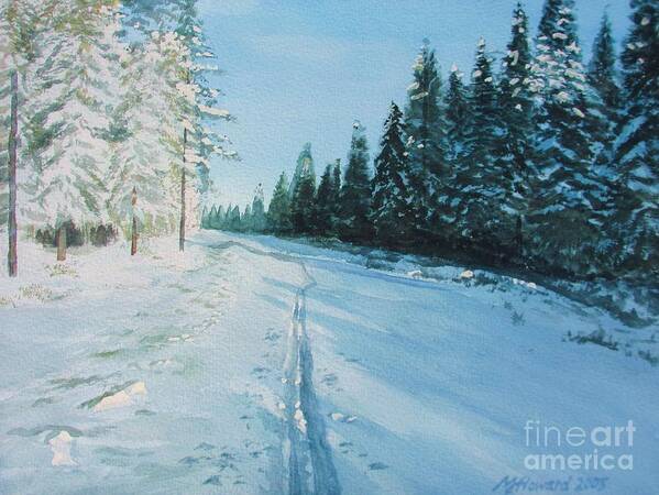 Winter Sport Art Print featuring the painting Ski Tracks by Martin Howard