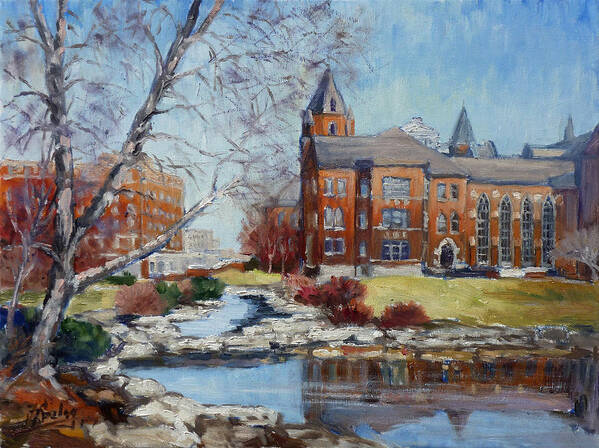 Saint Louis University Art Print featuring the painting SLU Campus Cook Hall by Irek Szelag