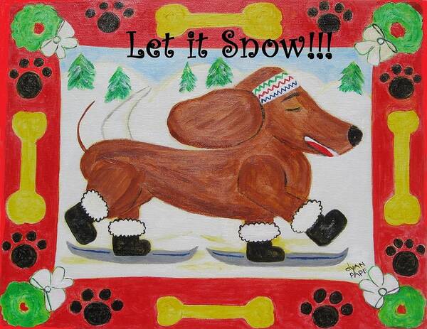 Dogs Art Print featuring the painting Snow Dog by Diane Pape