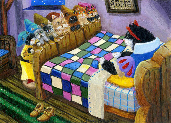 Disney Art Print featuring the painting Snow White and the Seven Kitties by Jacquelin L Westerman