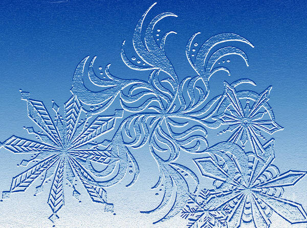 Snowflakes Art Print featuring the digital art Snowflakes by Lynellen Nielsen