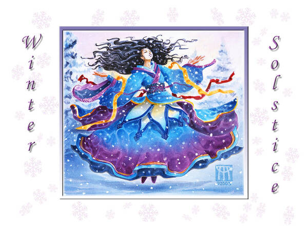 Wiccan Yule Card Art Print featuring the painting Solstice Snowfall by Melissa A Benson