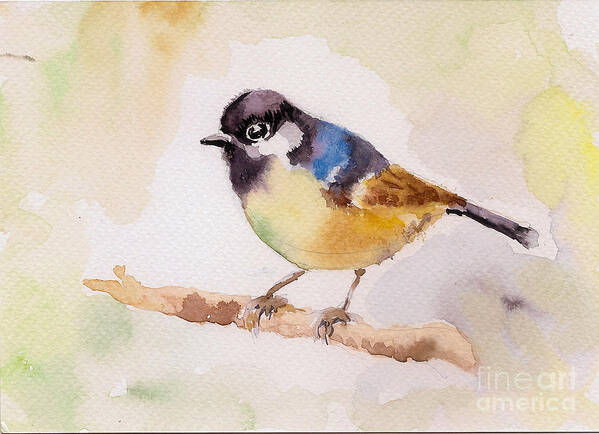 Sparrow Art Print featuring the painting Sparrow by Asha Sudhaker Shenoy