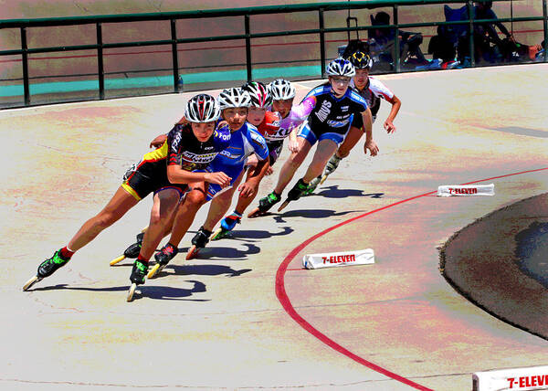 Speed Skaters Art Print featuring the photograph Speed Skaters by Mike Flynn
