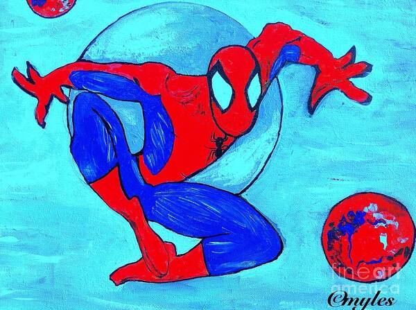 Spider-man Art Print featuring the painting Spider-Man by Saundra Myles