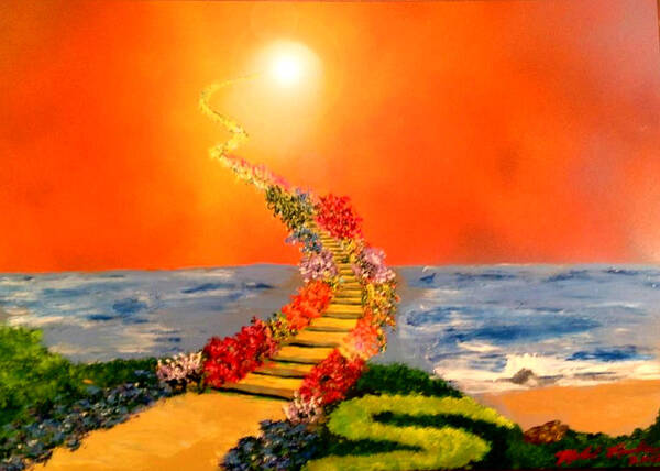 Heaven Art Print featuring the painting Stairway to Heaven by Michael Rucker