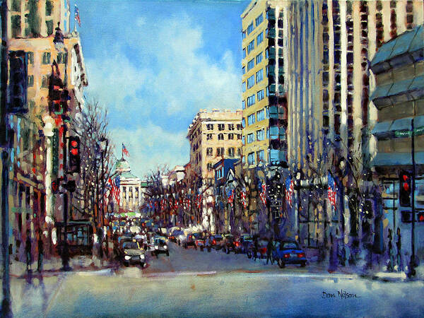 Fayetteville Street Art Print featuring the painting Star Spangled Morning by Dan Nelson