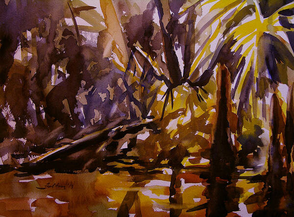 River Paintings Art Print featuring the painting Steamy swamp by Julianne Felton