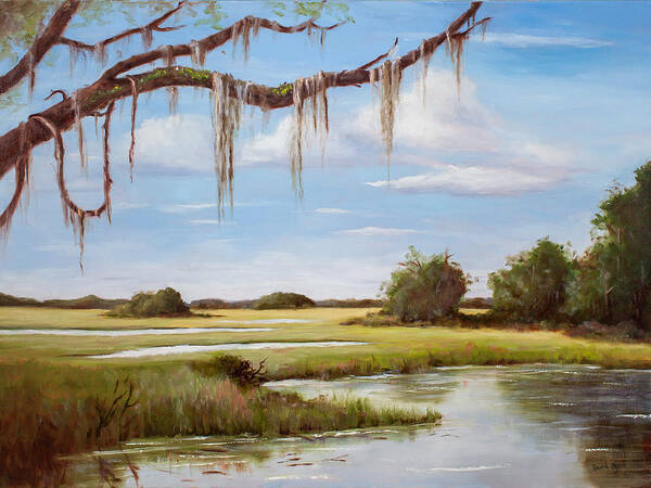 Marsh Art Print featuring the painting Summer Marsh by Glenda Cason