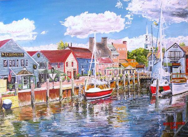 Newport Art Print featuring the painting Summer on Bowens, Newport, Rhode Island by Robert Moore