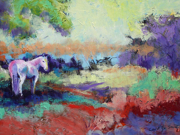 Abstract Art Print featuring the painting Summer Shade with Horse by Carol Jo Smidt
