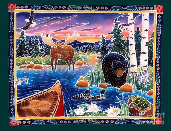 Bear Art Print featuring the painting Sunrise at Bear Lake by Harriet Peck Taylor