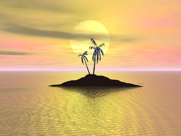 Sunset Art Print featuring the digital art Sunset Island by Phil Perkins