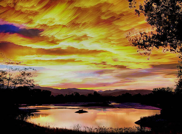Sunsets Art Print featuring the photograph Sunset Over a Country Pond by James BO Insogna