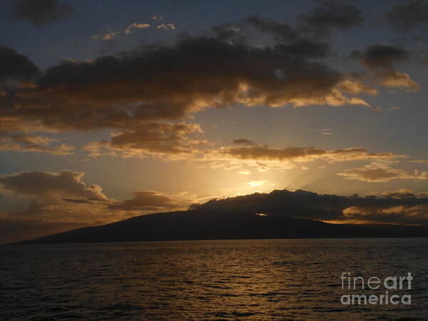 Hawaii Art Print featuring the photograph Sunset over Lanai by Fred Wilson
