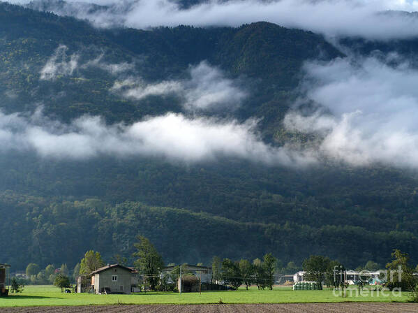 Sunshine Art Print featuring the photograph Mountain and Clouds - Lombardy by Phil Banks