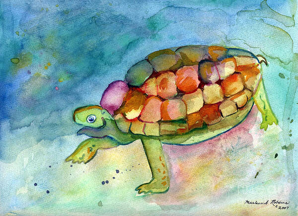 Turtle Art Print featuring the painting Take Your Time by Marlene Robbins