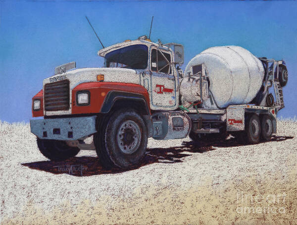 Tarbet Art Print featuring the pastel Tarbet Cement Truck by Tracy L Teeter 