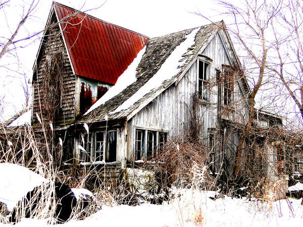 Abandoned Art Print featuring the mixed media Terrance Laird Farm House Thedford by Bruce Ritchie