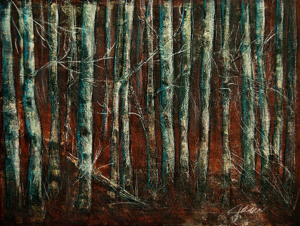 Red Willow Art Print featuring the painting Textured Birch Forest by Jani Freimann