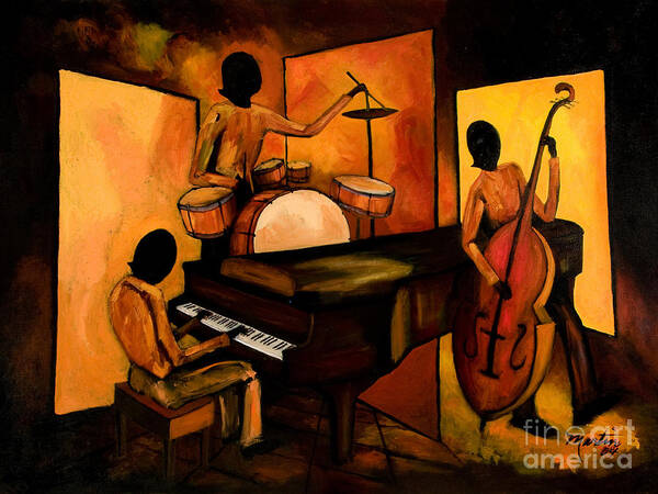 Jazz Art Print featuring the painting The 1st Jazz Trio by Larry Martin