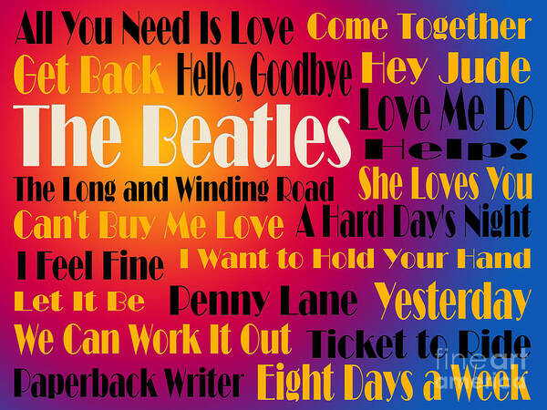 The Beatles Art Print featuring the digital art The Beatles 20 Classic Rock Songs 3 by Andee Design