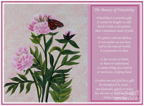 Beauty Art Print featuring the painting The Beauty of Friendship by Barbara A Griffin