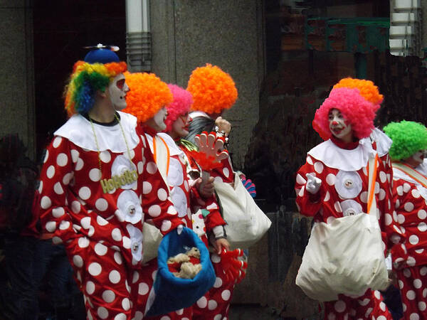Clown Art Print featuring the photograph The Brightest Street Performers by Brenda Brown
