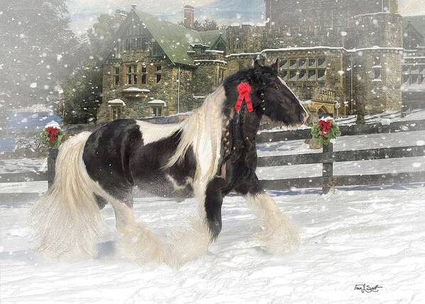 Christmas Art Print featuring the mixed media The Christmas Pony by Fran J Scott