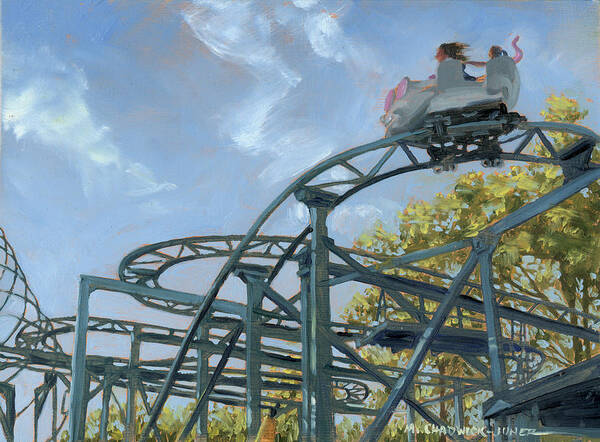 Playland Art Print featuring the painting The Crazy Mouse by Marguerite Chadwick-Juner