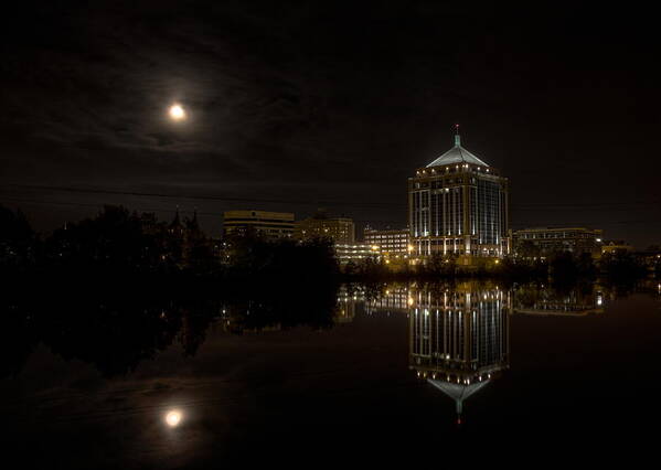 Wausau Art Print featuring the photograph The Full Moon over the Dudley Tower by Dale Kauzlaric