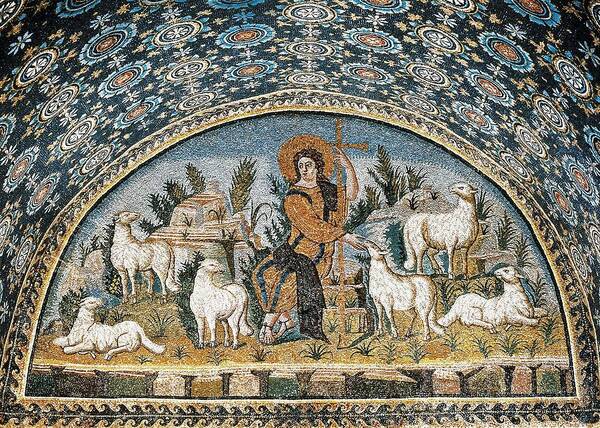 Horizontal Art Print featuring the photograph The Good Shepherd. 5th C. Italy by Everett