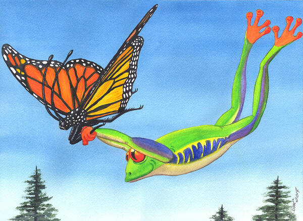 Frog Art Print featuring the painting The Hang Glider by Catherine G McElroy