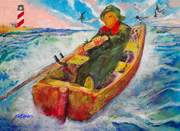The Lone Boatman Art Print featuring the painting The Lone Boatman by Seth Weaver