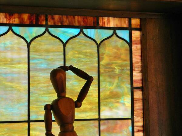 Stained Glass Art Print featuring the photograph The Lookout by Jean Goodwin Brooks