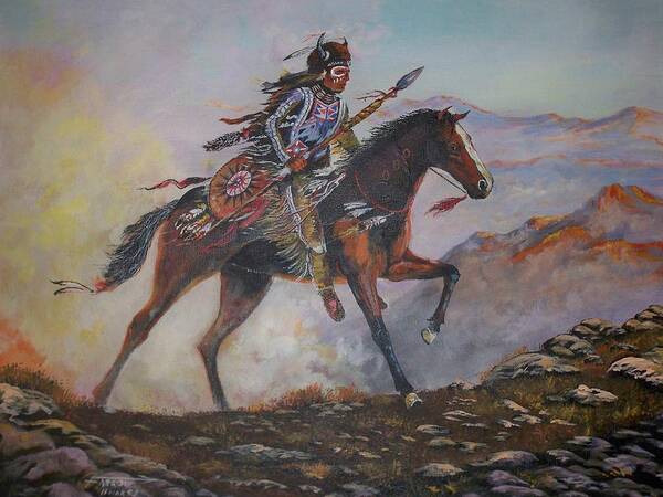Indian Art Print featuring the painting The Morning Ride by Dave Farrow