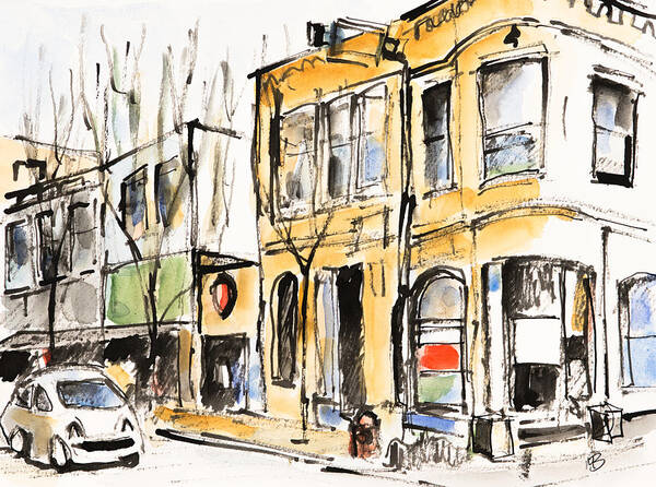 Corvallis Art Print featuring the mixed media The Old Bank Building by Mike Bergen