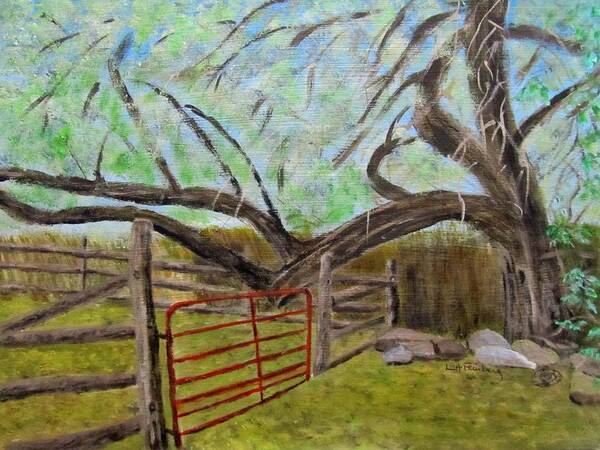 Landscape Art Print featuring the painting The Old Gate by Linda Feinberg