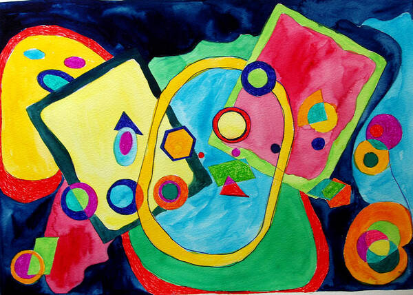 Abstract Art Print featuring the painting The Science of Shapes 2 by Esther Newman-Cohen