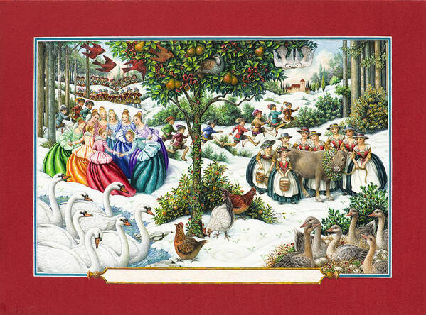 Christmas Art Print featuring the painting The Twelve Days of Christmas by Lynn Bywaters
