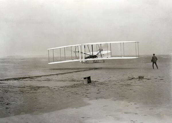 Human Art Print featuring the photograph The Wright brothers' first powered by Science Photo Library